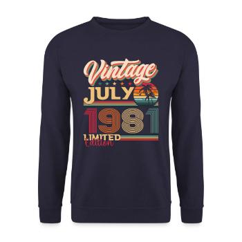 Vintage July 1981 41st birthday Men 41 years - Unisex Sweatshirt - navy - Front - Alina (178cm) & Michal (187cm)
