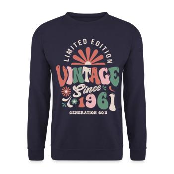 1961 Birthday 1961 vintage - Unisex Sweatshirt - navy - Front - Alina (178cm) & Michal (187cm)