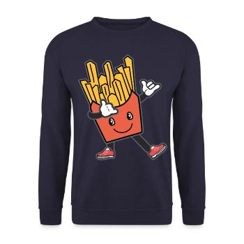 Pommes frites - Unisex Pullover - Navy - Vorne - Alina (178cm) & Michal (187cm)