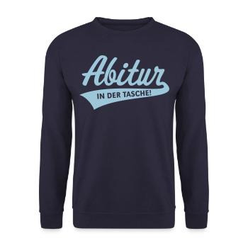 Abitur – In Der Tasche! (Abiturient / Abi / White) - Unisex Pullover - Navy - Vorne - Alina (178cm) & Michal (187cm)