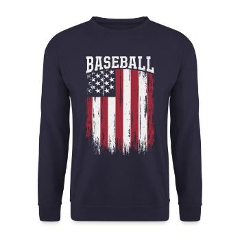 BASEBALL Amerika USA Flagge - Unisex Pullover - Navy - Vorne - Alina (178cm) & Michal (187cm)