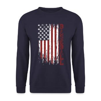 BASEBALL Amerika USA Flagge - Unisex Pullover - Navy - Vorne - Alina (178cm) & Michal (187cm)