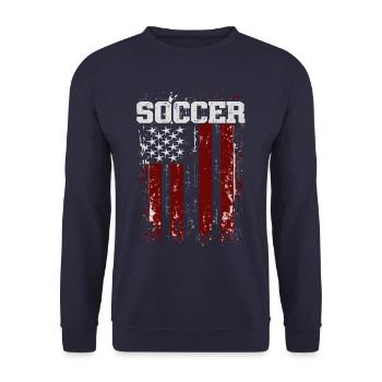 SOCCER Fußball Amerika USA Grunge Flagge - Unisex Pullover - Navy - Vorne - Alina (178cm) & Michal (187cm)