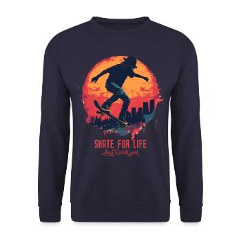 Skateboarder Skateboard Skate Skater Sonne - Unisex Pullover - Navy - Vorne - Alina (178cm) & Michal (187cm)