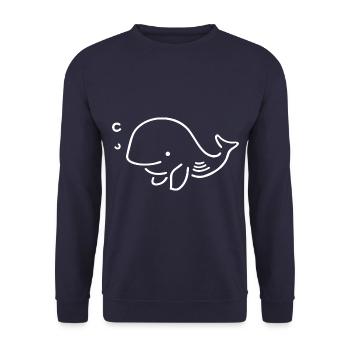 WAL FISCH MEER OZEAN UNTERWASSER TIEFSEE TAUCHER - Unisex Pullover - Navy - Vorne - Alina (178cm) & Michal (187cm)