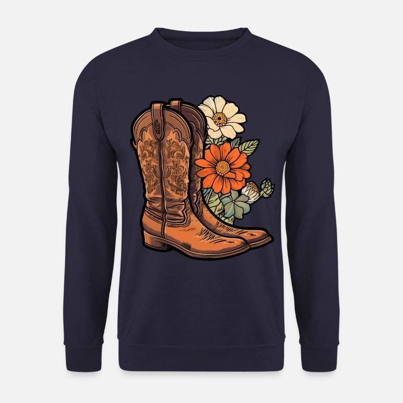 Cowboy Stiefel Blumen - Unisex Pullover - Navy