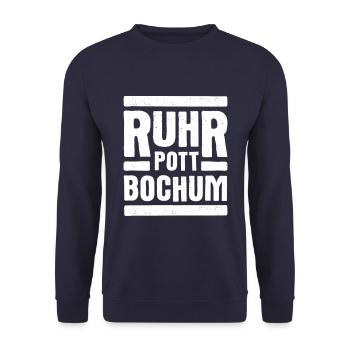 Ruhrpott Bochum Motiv Weiß - Unisex Pullover - Navy - Vorne - Alina (178cm) & Michal (187cm)