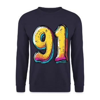 91 Number Colorful - Unisex Sweatshirt - navy - Front - Alina (178cm) & Michal (187cm)
