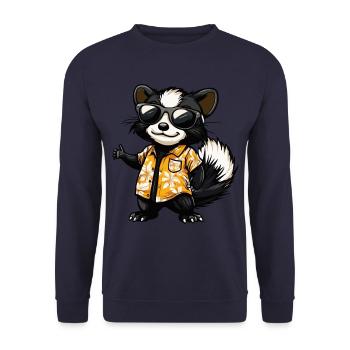 Stinktier Lustig Sommer - Unisex Pullover - Navy - Vorne - Alina (178cm) & Michal (187cm)
