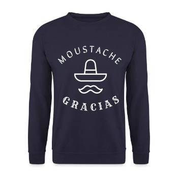 Moustache gracias humour jeu de mot muchas gracias - Sweat-shirt Unisexe - marine - Devant - Alina (178cm) & Michal (187cm)