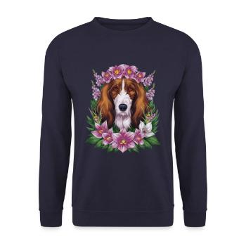 Lévrier afghan aux fleurs colorées - Sweat-shirt Unisexe - marine - Devant - Alina (178cm) & Michal (187cm)