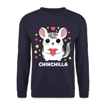 Chinchila kawaii avec cœurs et étoiles - Sweat-shirt Unisexe - marine - Devant - Alina (178cm) & Michal (187cm)