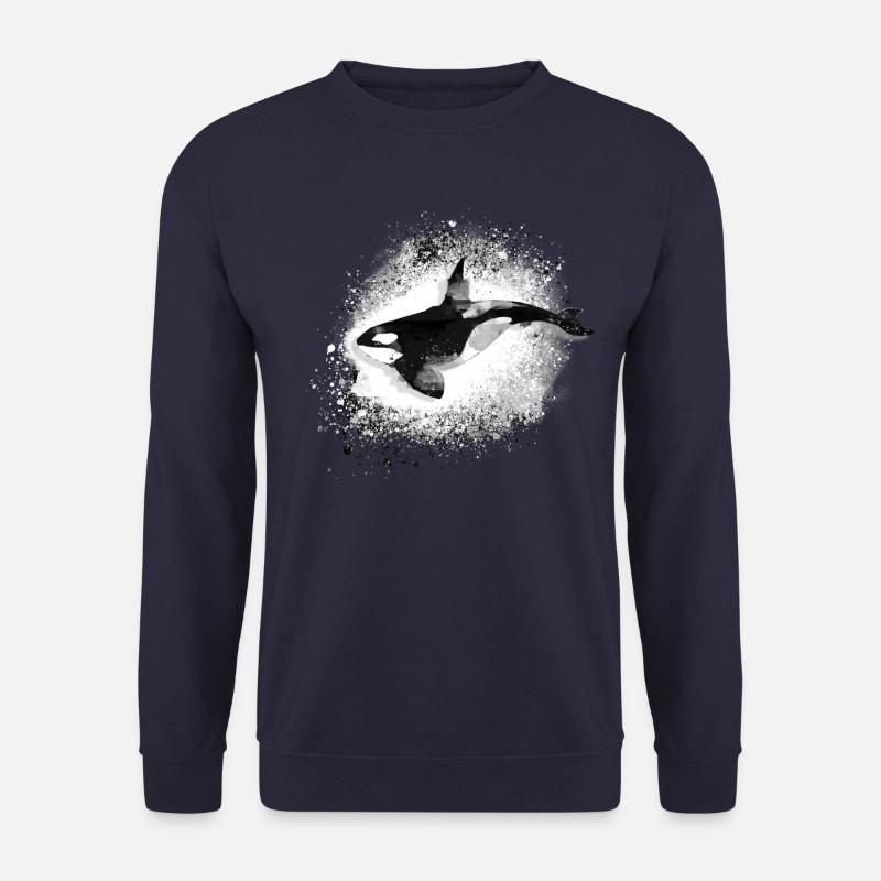 Wal,killerwal,schwarz,meer, malerei,orcas, fisch - Unisex Pullover - Navy