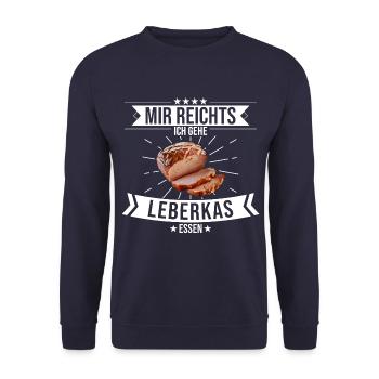 Lebakas Leberkäse Fleischkäse Bayern Spruch Essen - Unisex Pullover - Navy - Vorne - Alina (178cm) & Michal (187cm)