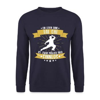 Taichi Taiji Tai Chi Kampfsport Sport Spruch Kampf - Unisex Pullover - Navy - Vorne - Alina (178cm) & Michal (187cm)