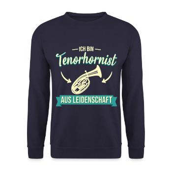 Tenorhorn Blasinstrument Tenorhornist Spruch - Unisex Pullover - Navy - Vorne - Alina (178cm) & Michal (187cm)