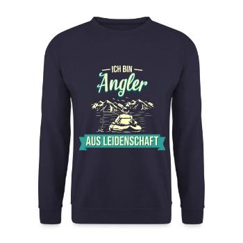 Angler Angeln Fischer Fischen Spruch - Unisex Pullover - Navy - Vorne - Alina (178cm) & Michal (187cm)
