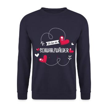 Schwarzwald Schwarzwälder Heimat Spruch - Unisex Pullover - Navy - Vorne - Alina (178cm) & Michal (187cm)