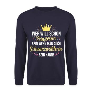 Schwarzwald Schwarzwälder Heimat Spruch - Unisex Pullover - Navy - Vorne - Alina (178cm) & Michal (187cm)