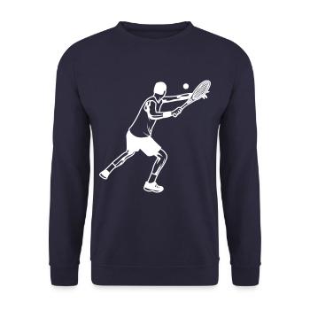 Tennis Spieler Silhouette - Unisex Pullover - Navy - Vorne - Alina (178cm) & Michal (187cm)