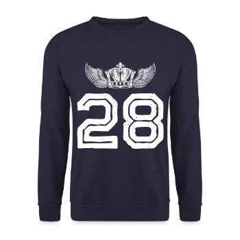 28 Number crown - Unisex Sweatshirt - navy - Front - Alina (178cm) & Michal (187cm)