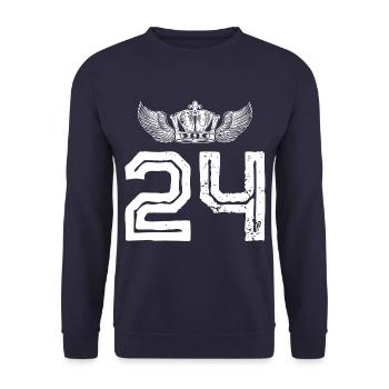 24 Zahl Krone - Unisex Pullover - Navy - Vorne - Alina (178cm) & Michal (187cm)