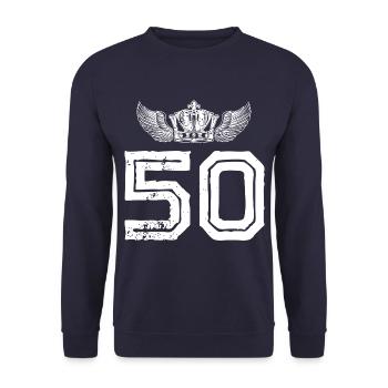50 number crown - Unisex Sweatshirt - navy - Front - Alina (178cm) & Michal (187cm)