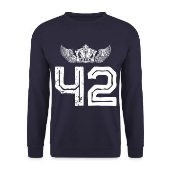 42 Number crown - Unisex Sweatshirt - navy - Front - Alina (178cm) & Michal (187cm)