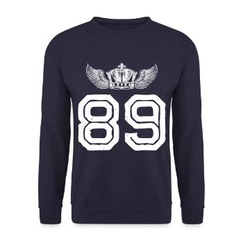 89 Number crown - Unisex Sweatshirt - navy - Front - Alina (178cm) & Michal (187cm)