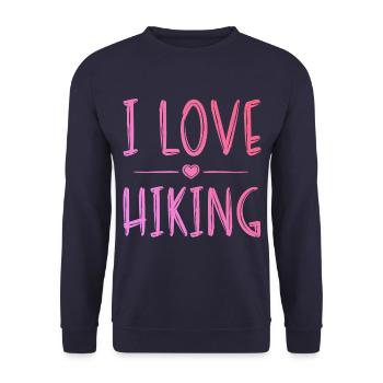 Ich liebe Hiking - Unisex Pullover - Navy - Vorne - Alina (178cm) & Michal (187cm)