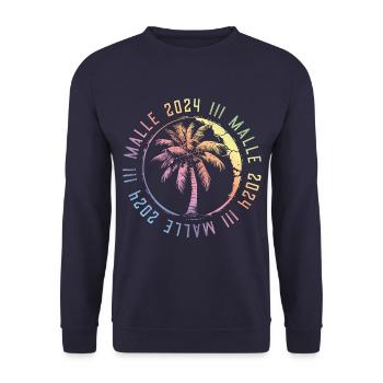 Malle 2024 Urlaub Mallorca Bunt - Unisex Pullover - Navy - Vorne - Alina (178cm) & Michal (187cm)