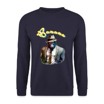 Banana Geschäfts Gorilla - Unisex Pullover - Navy - Vorne - Alina (178cm) & Michal (187cm)