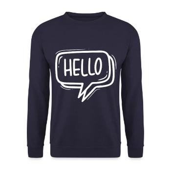 HELLO SPEECH BUBBLE GREETING SALUTATION WELCOME - Unisex Sweatshirt - navy - Front - Alina (178cm) & Michal (187cm)
