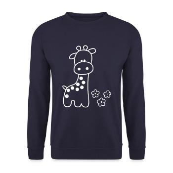 GIRAFE ANIMAL LONG COU AFRIQUE SAVANNAH SAFARI ZOO - Sweat-shirt Unisexe - marine - Devant - Alina (178cm) & Michal (187cm)