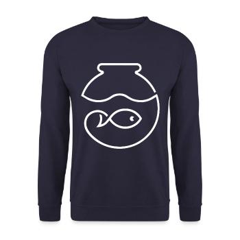 FISCHGLAS KUGEL AQUARIUM FISCH BECKEN BEHÄLTER - Unisex Pullover - Navy - Vorne - Alina (178cm) & Michal (187cm)