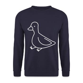 ENTE ENTLEIN KÜKEN GANS VOGEL TIER FLUG FEDER JUNG - Unisex Pullover - Navy - Vorne - Alina (178cm) & Michal (187cm)