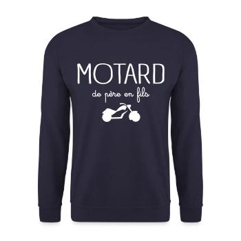 Motard De Père En Fils - Sweat-shirt Unisexe - marine - Devant - Alina (178cm) & Michal (187cm)