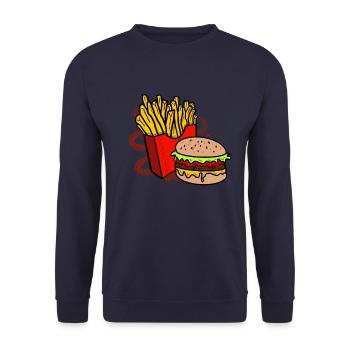 Frites et burger - Sweat-shirt Unisexe - marine - Devant - Alina (178cm) & Michal (187cm)