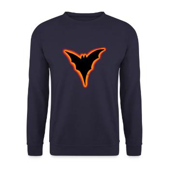 Orange Fledermaus - Unisex Pullover - Navy - Vorne - Alina (178cm) & Michal (187cm)