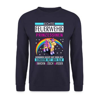 Firefighter woman unicorn saying gift - Unisex Sweatshirt - navy - Front - Alina (178cm) & Michal (187cm)