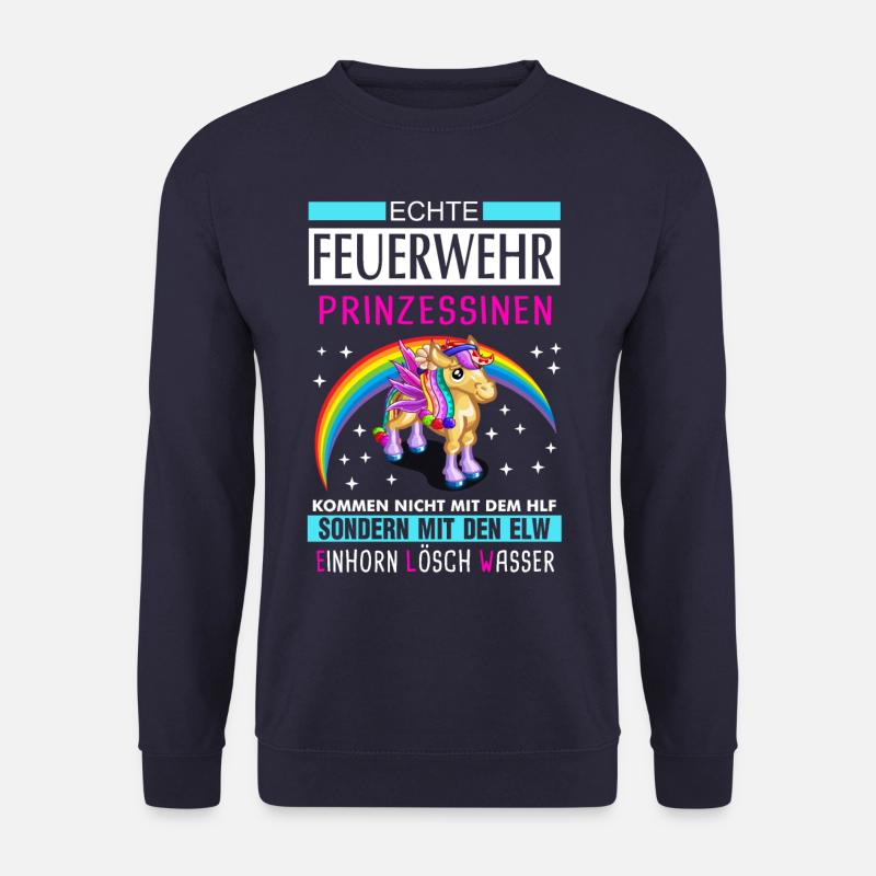 Feuerwehr Frau Einhorn Spruch Geschenk - Unisex Pullover - Navy