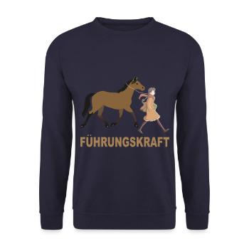 Führungskraft Pferde Mädchen - Unisex Pullover - Navy - Vorne - Alina (178cm) & Michal (187cm)