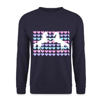 Les chevaux montent l'amour - Sweat-shirt Unisexe - marine - Devant - Alina (178cm) & Michal (187cm)