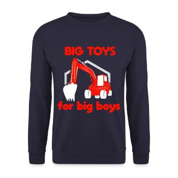 Big Toys Big Boys Excavator funny saying - Unisex Sweatshirt - navy - Front - Alina (178cm) & Michal (187cm)