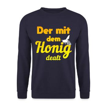 Imker Bienen Spruch Honig Geschenk - Unisex Pullover - Navy - Vorne - Alina (178cm) & Michal (187cm)