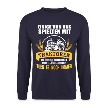 Traktor Traktorfahrer Traktoren Spruch Geschenk - Unisex Pullover - Navy - Vorne - Alina (178cm) & Michal (187cm)