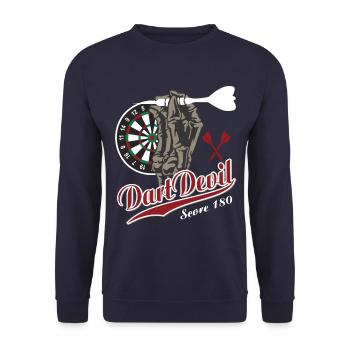 Dart Devil Darts Geschenk T-Shirt - Unisex Pullover - Navy - Vorne - Alina (178cm) & Michal (187cm)