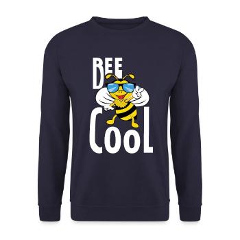 Bee cool Biene - Unisex Pullover - Navy - Vorne - Alina (178cm) & Michal (187cm)