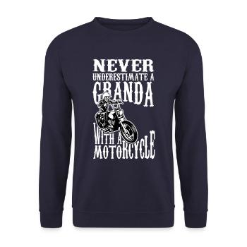Opa Großvater Biker Motorrad Motorradfahrer - Unisex Pullover - Navy - Vorne - Alina (178cm) & Michal (187cm)