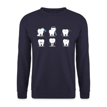 Lustig Zahnarzt Geschenk T-Shirt Zähne Arzt - Unisex Pullover - Navy - Vorne - Alina (178cm) & Michal (187cm)